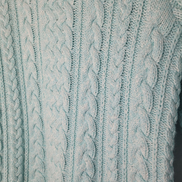 Lands’ End Women’s Light Blue Preppy Cable Knit Sweater Long Sleeve Size L 14/16 - Picture 4 of 11